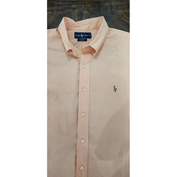Ralph Lauren Shirt Mens XL Peach‎ Orange Button Down Long Sleeve Colorful Pony - Picture 5 of 8
